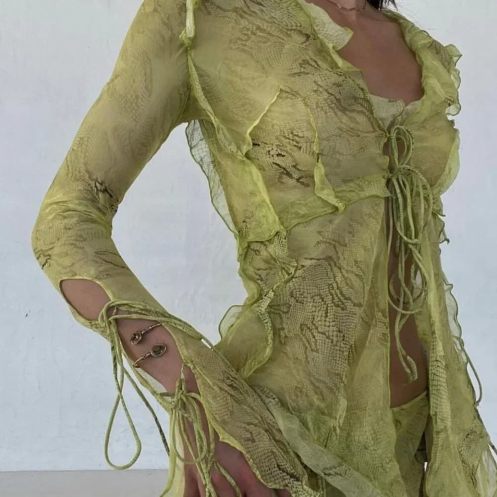 Rat & Boa Lime Green Sheer Top - Picture 1 of 3